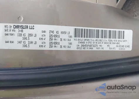 2008 Chrysler Town & Country Touring из США, поврежденный, VIN 2A8HR54P48R736379